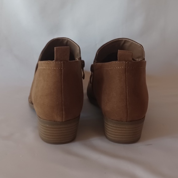 Torrid Ankle Booties Side Dip Cognac Brown Faux Suede Zip Size 7.5W - Picture 8 of 11